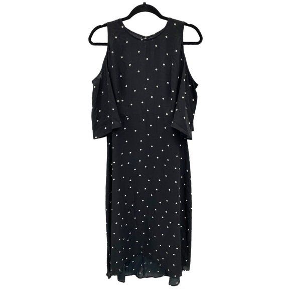 Who What Wear Dress Cold Shoulder Polka Dot Black White Lined‎ Womens XL - Picture 2 of 8
